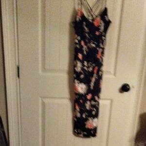 Nine Britton Floral Backless Dress - Navy and Coral